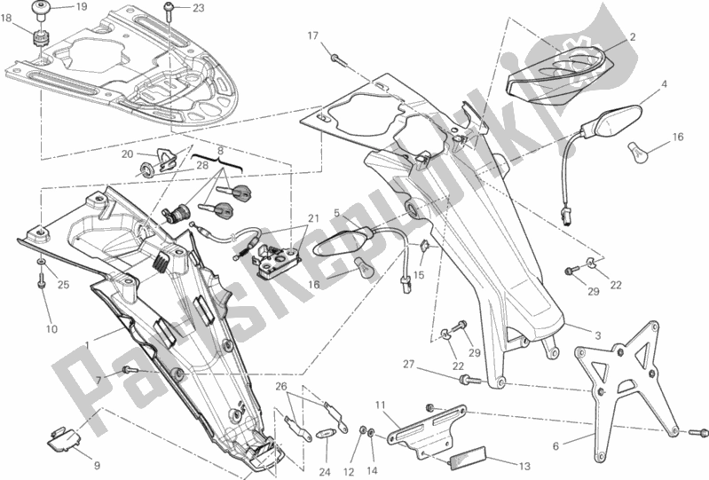 All parts for the Taillight of the Ducati Monster 696 ABS Anniversary 2013